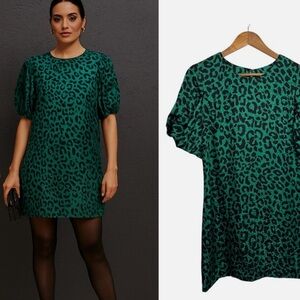 NWT MILLY Melinda Short-Sleeve Leopard-Print Silk Shift Dress Size 4